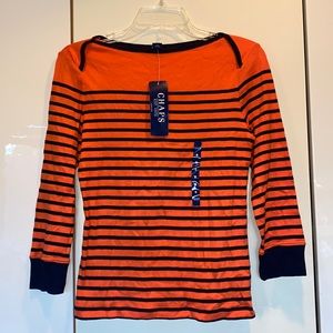*NEW* Chap’s Orange and Navy Blue Striped Long Sleeve Shirt